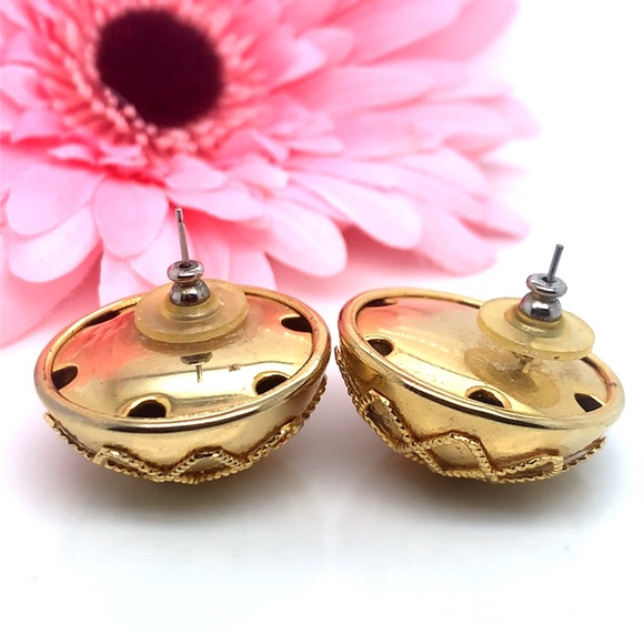 2/$10 Gold Filigree Dome Earrings - Picture 2 of 8